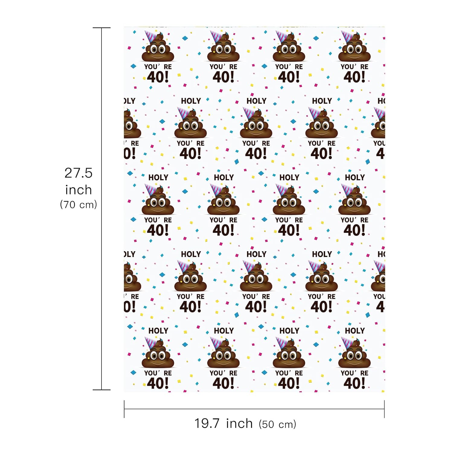 Funny 40Th Birthday Wrapping Paper Sheet - 6 Sheets Holy Shit You'Re 40 Design Folded Flat For Birthday, Party, Prank - 19.7 Inch X 27.5 Inch Per Sheet