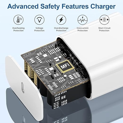 20W USB C Fast Charger with 10FT USB C to USB C Cable for iPhone 17 16 15 iPad AirPods