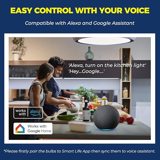 A19 Smart Light Bulbs 6 Pack RGBCW Color Changing WiFi Bluetooth LED E26 Alexa Google Home SmartLife