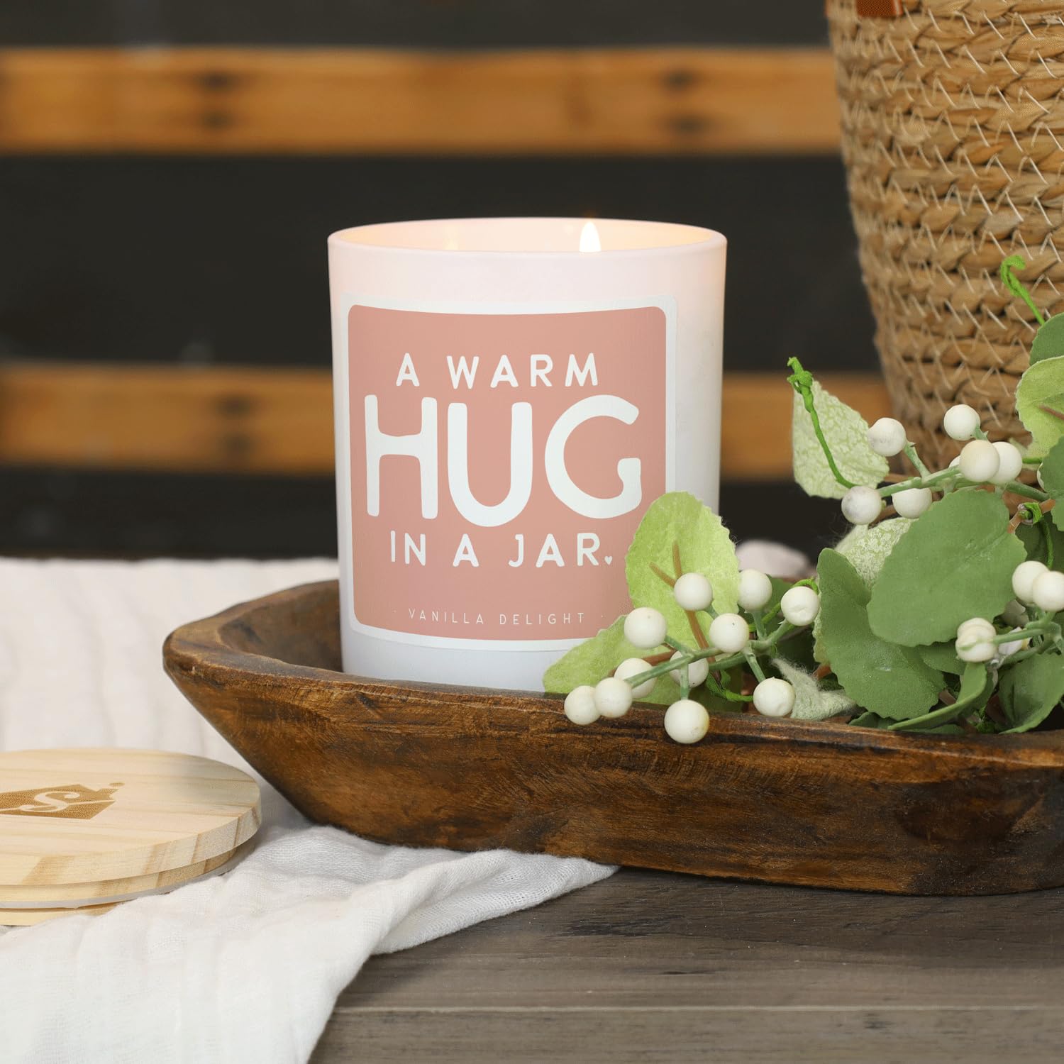 Vanilla Candle - A Warm Hug In A Jar, Thinking Of You, Homesick & Get Well Soon Candle, Cdl1048