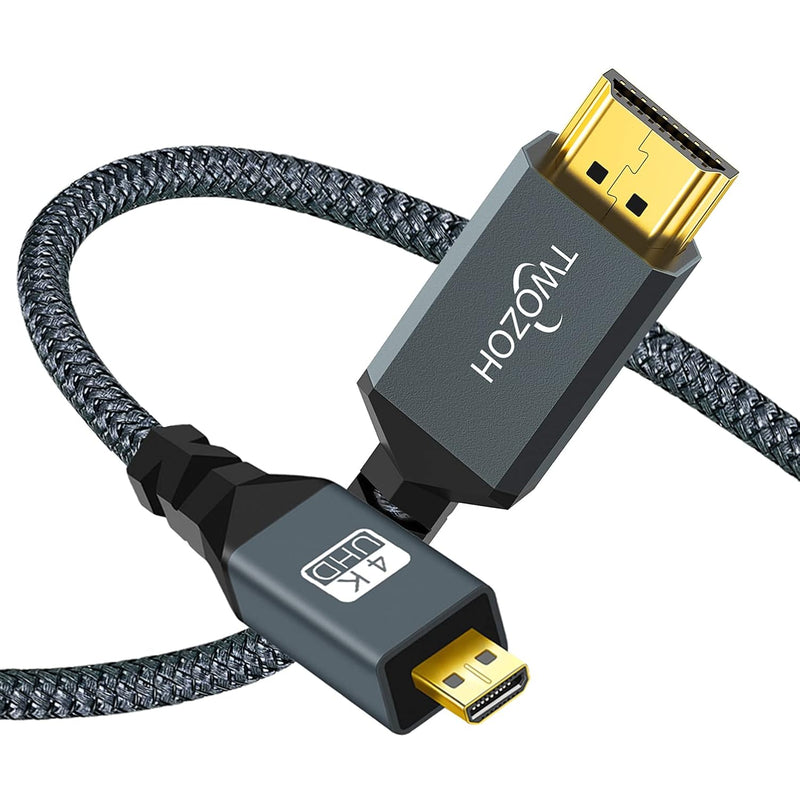 4K Micro Hdmi To Hdmi Cable 25Ft, High-Speed Full Hdmi To Micro Hdmi Braided C