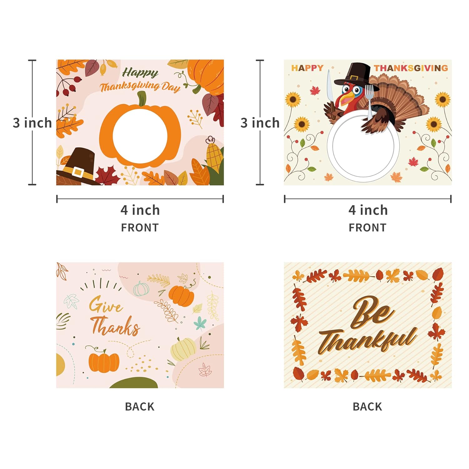 Thanksgiving Day Diy Scratch-Off Cards–Fall Give Thanks Turkey Day Dinner Game Party Supplies Favors 40Pcs