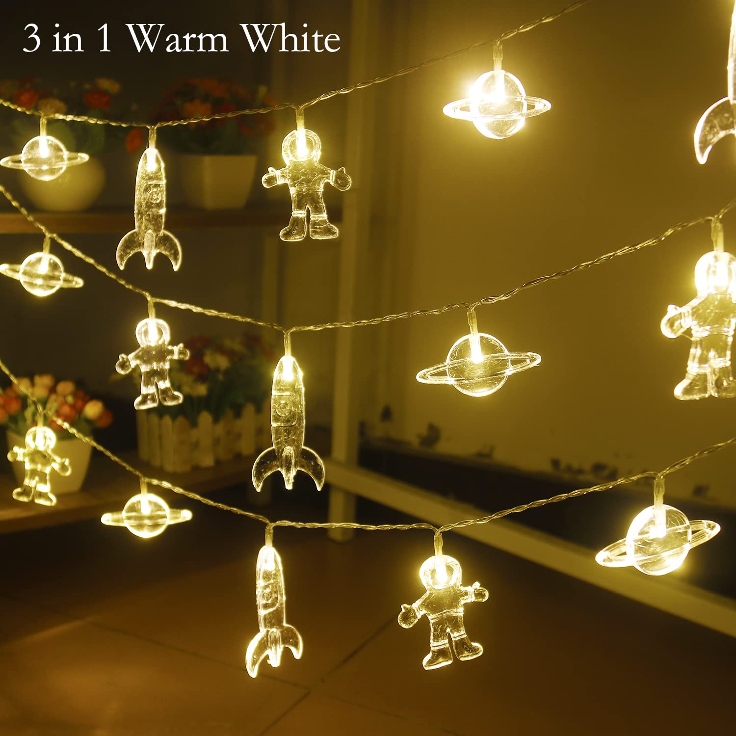 Color Changing Lights For Kids Bedroom, Birthday Gifts For Kids, 11Ft 20Leds Tent Lights For Kids With Rocket Spaceship