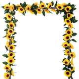 4 Pack 8.8Ft Artificial Sunflower Garland With 200 Led Fairy String Lights,Fake Vines Faux Sunflowers Hanging Garland Silk Flowers Hanging Plant For Indoor,Outdoor,Wedding,Wall,Birthday Party