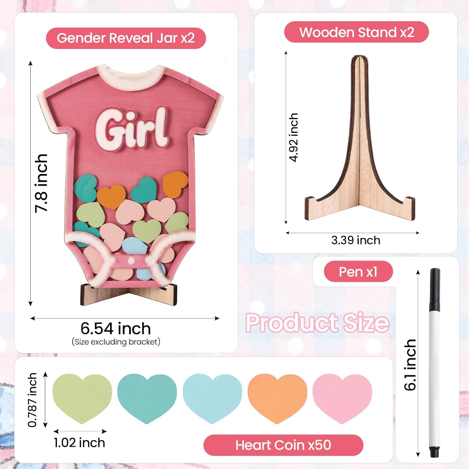 Baby Gender Reveal Voting Board With Stand, Girl Or Boy Voting Jar, Gender Guessing Girl Or Boy Game Board, Easy Tabletop Display For Baby Gender Reveal Games 2 Packs