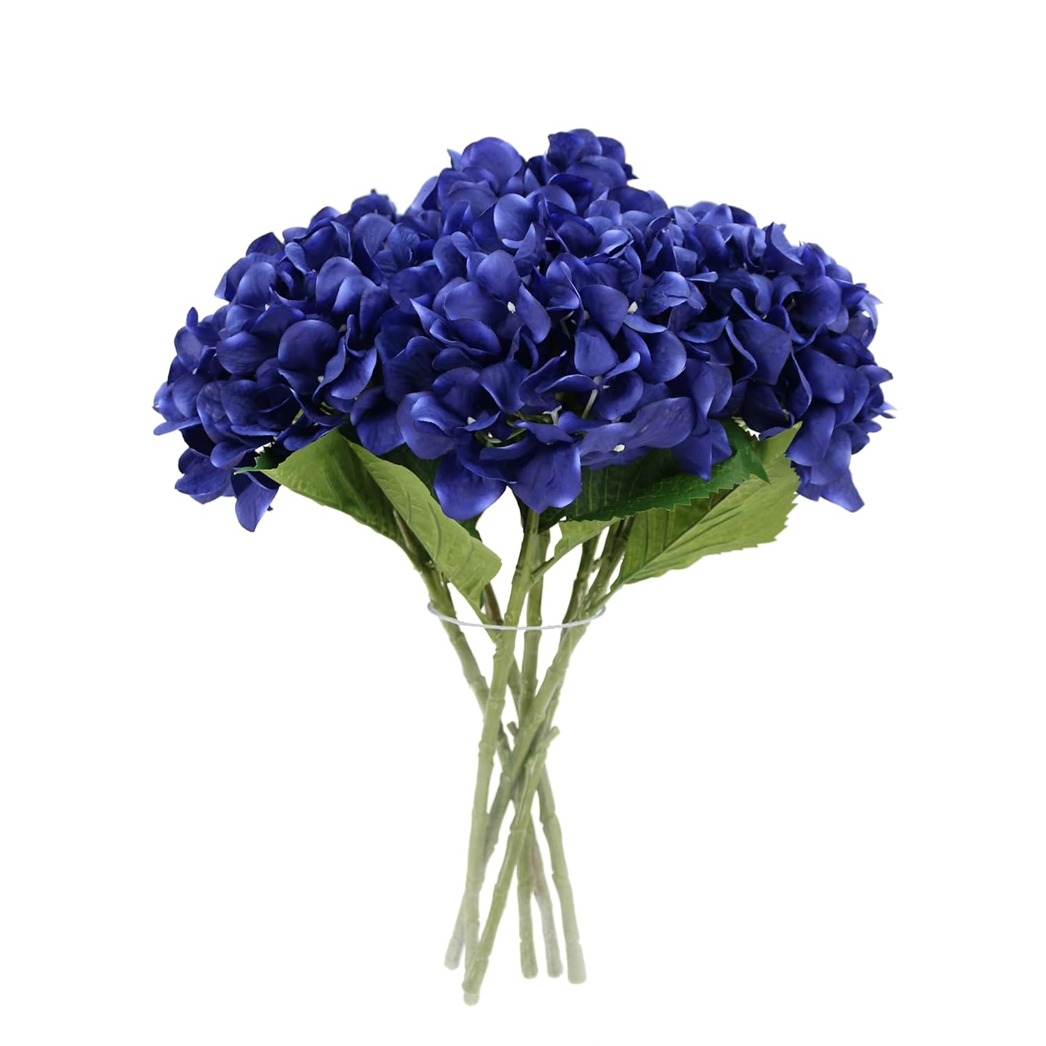 6 Pcs Blue Hydrangea Artificial Flowers Bouquets, Silk Hydrangea Heads With Thick Stems, Faux Hydrangeas Bulk Home Wedding Party Table Decoration