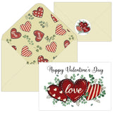 24 Pack Happy Valentines Day Cards With Envelopes Stickers - 4 X 6 Inch Romantic Anniversary Card Watercolor Blank Valentine Note Card Gifts For Her, Him, Wife, Wedding (Green Eucalyptus Love)