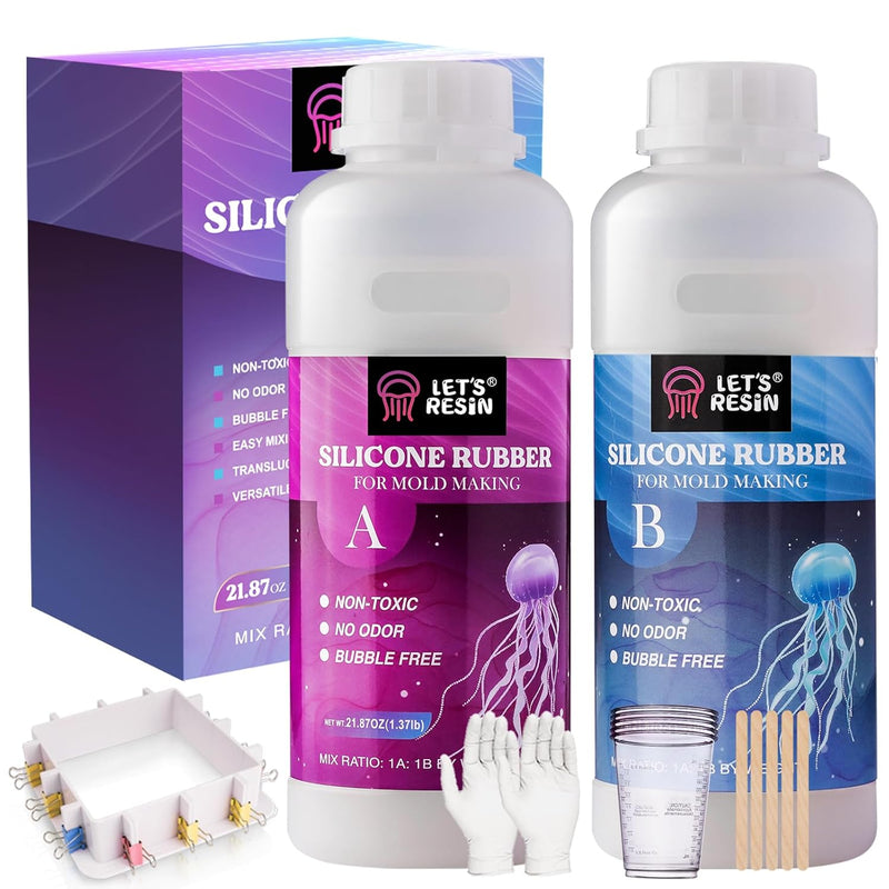 Silicone Mold Making Kit, 43Oz Platinum Liquid Silicone Rubber With Mold Housing, Mixing Cups, Fast Cure Food Grade Silicone Mix Mold Making Kit For Casting Resin Molds & Silicone Molds