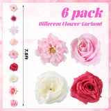 6 Pcs 45 Ft Flower Garlands Artificial Rose Flower Garland Backdrop Artificial Hanging Vine Wildflower Floral Decor For Spring Party Wedding Shower Valentine'S Day Home Wall Arch Garden