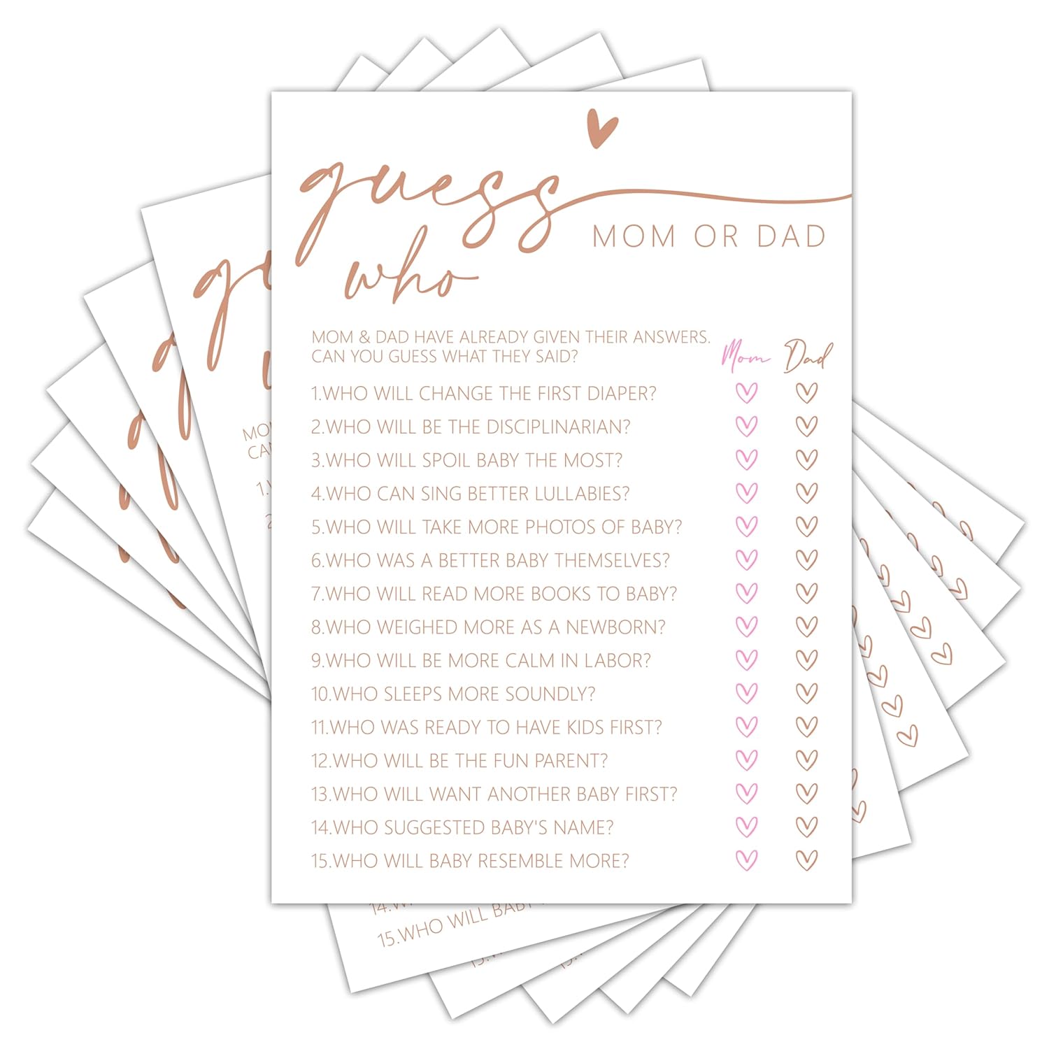 Guess Who Game Cards, Baby Shower Games Cards, Minimalism Boy Or Girl Baby Gender Reveal Party Favors Decorations And Supplies, 25 Pcs Double-Sided - C01