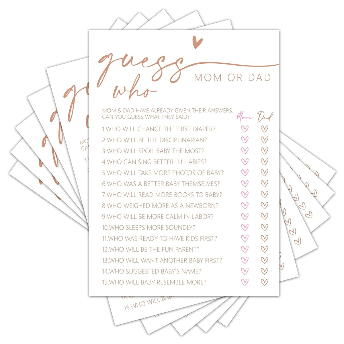 Guess Who Game Cards, Baby Shower Games Cards, Minimalism Boy Or Girl Baby Gender Reveal Party Favors Decorations And Supplies, 25 Pcs Double-Sided - C01