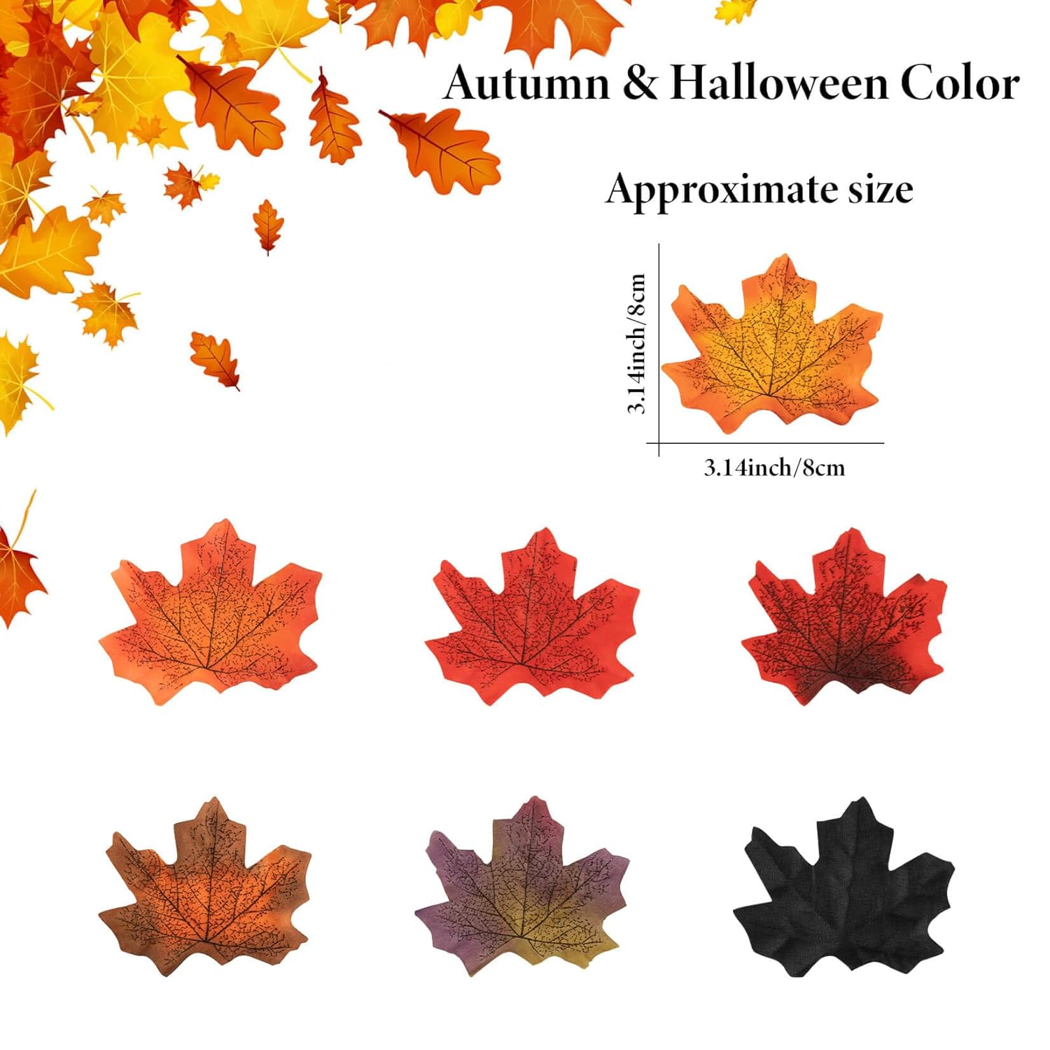 350Pcs Fall Maple Leaves - Autumn Fall Maple Leaf Garland Hojas De Otoño Para Decorar Foliage Artificial Table Decoration Faux Fake Loose Leaves Outdoor Decor Halloween Thanksgiving Photo Prop