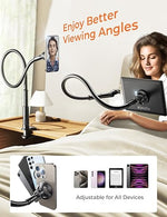 Flexible MagSafe Gooseneck Phone & Tablet Holder for Bed/Desk, Fits iPhone/iPad