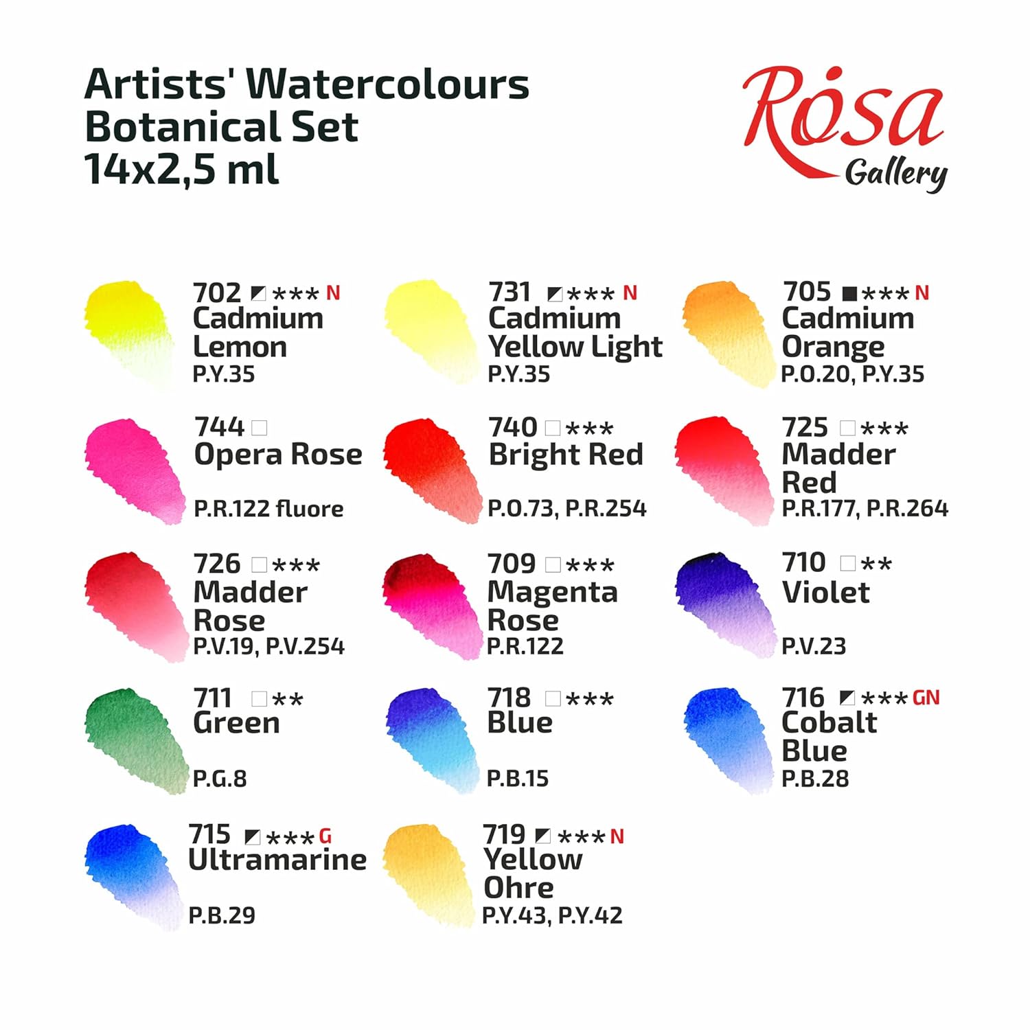 Watercolor Paint Set Botanical Unique Palette, Full Pans 2.5Ml, Metal Case, Extra Fine Professional Watercolours (14 Full Pans)