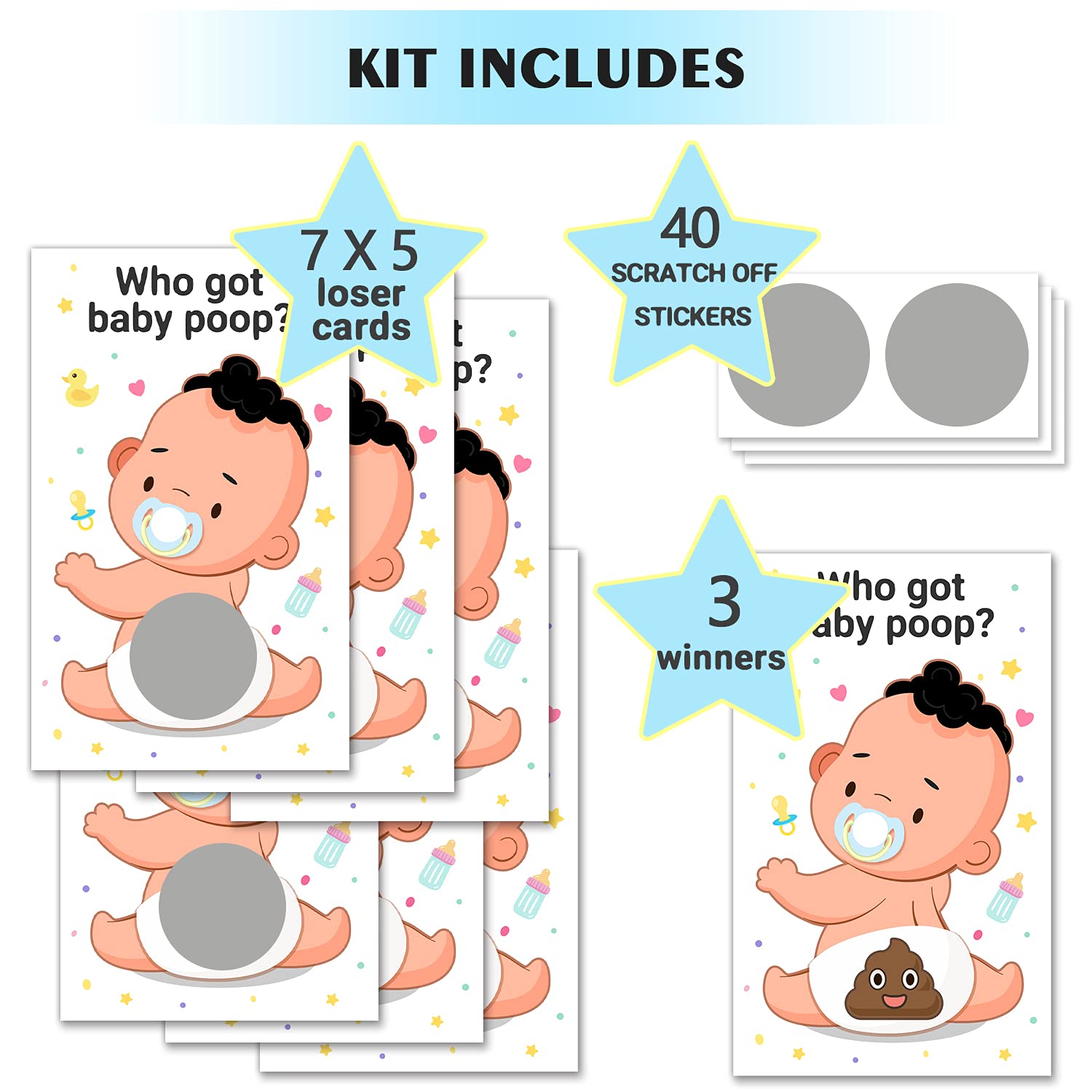 Baby Shower Games 38 Raffle Cards, Decorations, Dirty Diaper Scratch Off Game, Baby Shower Activity And Idea, Fun And Easy To Play