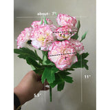 Ieoyoubei 4 Bunches Bouquet Of Artificial Silk Flower Creamy-White Carnations11 Inch Bouquet And Green Leaf For Home Decoration Bridal Wedding Festival Decoration With 10 Per Bunch Flower