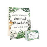 51 Pcs Guess How Many Animal Crackers Baby Shower Game, Woodland Safari Jungle Theme Gender Neutral Baby Shower Party Decorations And Activities Supplies, With 1 Standing Sign And 50 Cards
