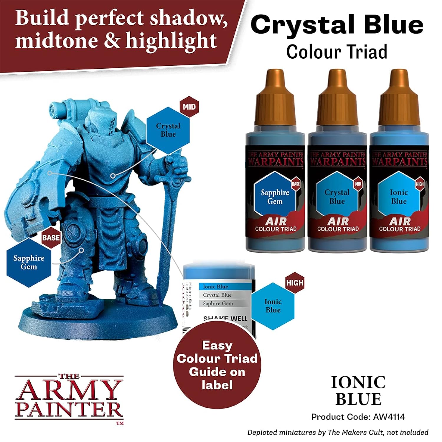 Warpaints Air - Water Based Airbrush Paint – Acrylic Paint And Primer For Tabletop Roleplaying, Boardgames, And Wargames Miniature Model Painting (Ironic Blue)