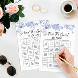 Find The Guest Bingo Bridal Shower Game-Set Of 30, Blue Floral Bridal Shower Cards, Something Blue Before I Do Decorations, Wedding Party Game Cards For Guests, Bridal Shower Ideas-Hlyxb03
