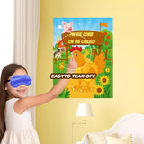 Farm Animal Party Games - Pin The Comb On The Rooster Poster With 24 Stickers & 2 Blindfolds - Rooster Crown Game Set For Barnyard Parties, Adult Group Activities & Farm Theme Decor