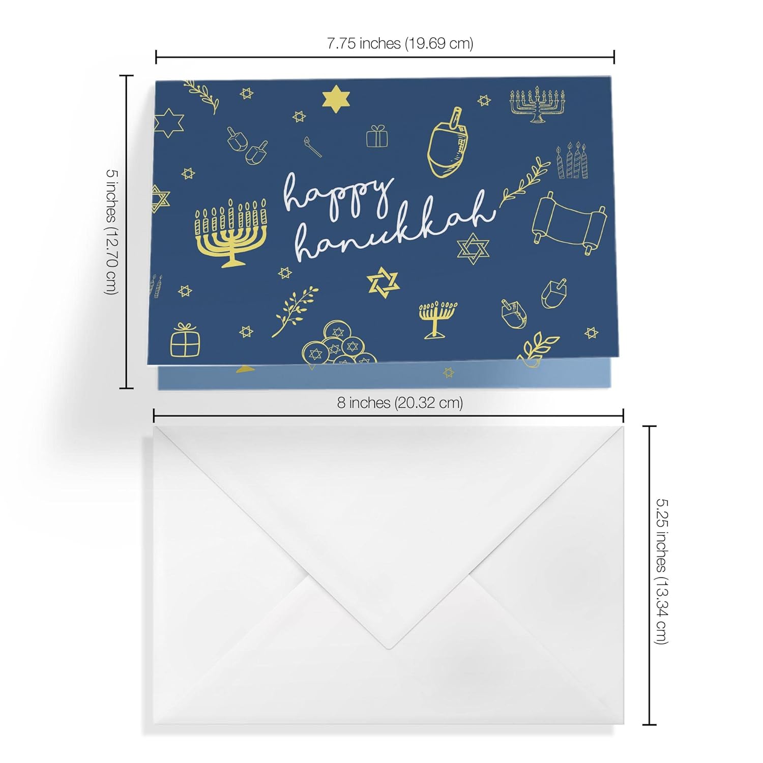Hanukkah Card | 1 Card 1 Envelope | Jewish Star Menorah Dreidel | Your Purchase Helps Animals In Need | 5”X7.5” | Made In Usa | Female Owned Small Business | Hangen1