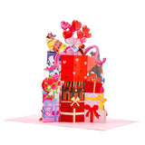 Loved Gift Dogs Pop Up Card, 7 Inches Cute 3D Greeting Card With Heart Balloons, Gift Boxes, Adorable Card For Her, Valentine’S Day, Birthday, Anniversary, Includes Envelope & Message Note