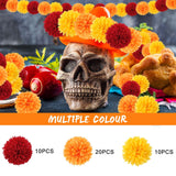 40Pcs Marigold Flowers Heads Bulk 3.15", Artificial Marigold Garland For Day Of The Dead Decor Diwali Cinco De Mayo Fiesta Wedding Festival Party Home Decoration (Orange+Yellow+Red)