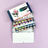 Botanical Watercolor Paint Set, Vibrant Kit Designed By Professional Artists, Washable, High Lightfastness Pigments, Made In Ukraine, Packed In Metal Paint Box, 28 Ct.