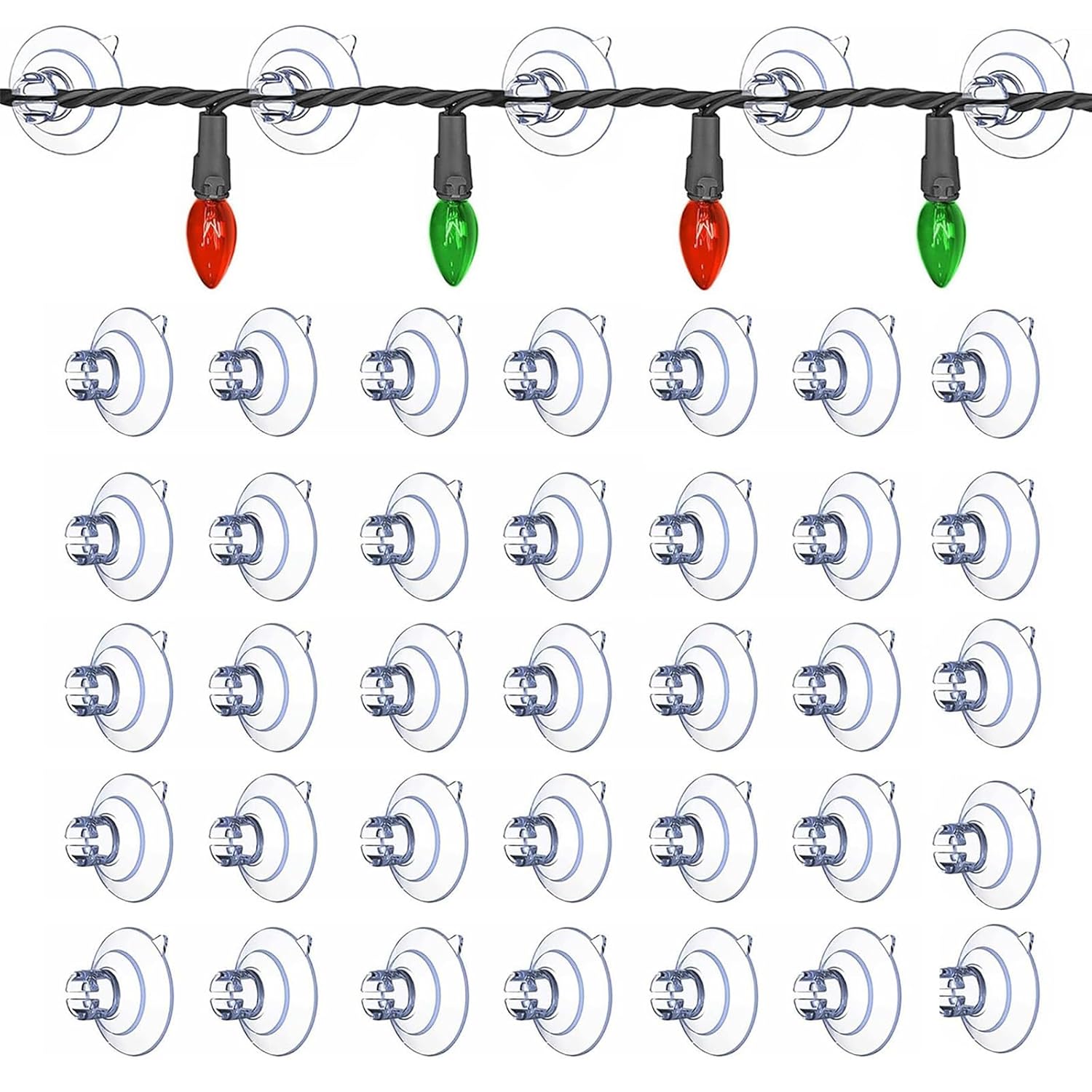 100 Pack Suction Cups For Glass - 1.2''/30Mm Small Clear Rubber Suckers For Holiday Christmas Lights String Decoration, Strong Adhesive Suction Cups Holder For Table Window Mirror Bathroom