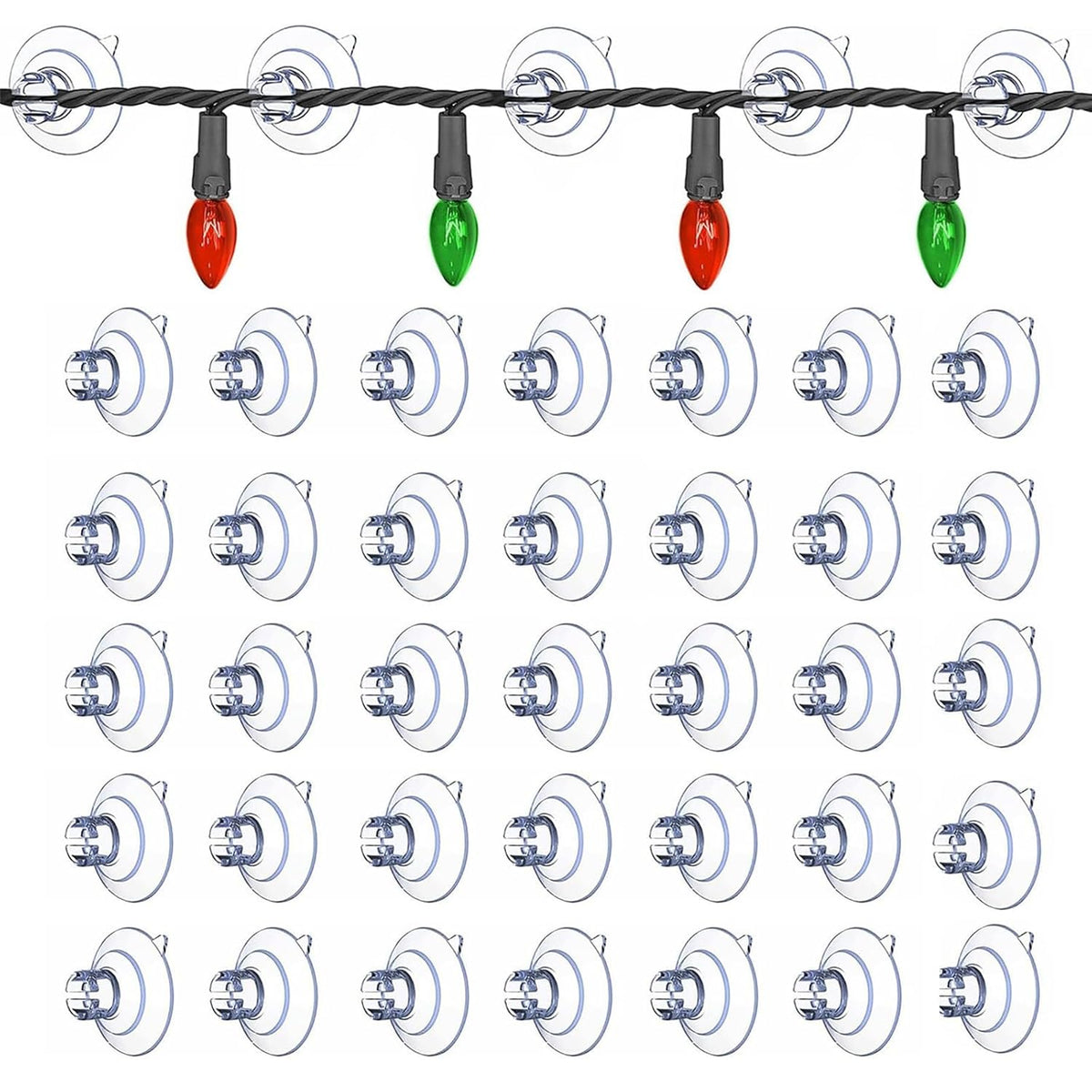 100 Pack Suction Cups For Glass - 1.2''/30Mm Small Clear Rubber Suckers For Holiday Christmas Lights String Decoration, Strong Adhesive Suction Cups Holder For Table Window Mirror Bathroom