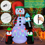 Christmas Inflatables Outdoor Decorations, 6Ft Inflatables Snowman Decorations And 3 Penguins With Led Lights Christmas