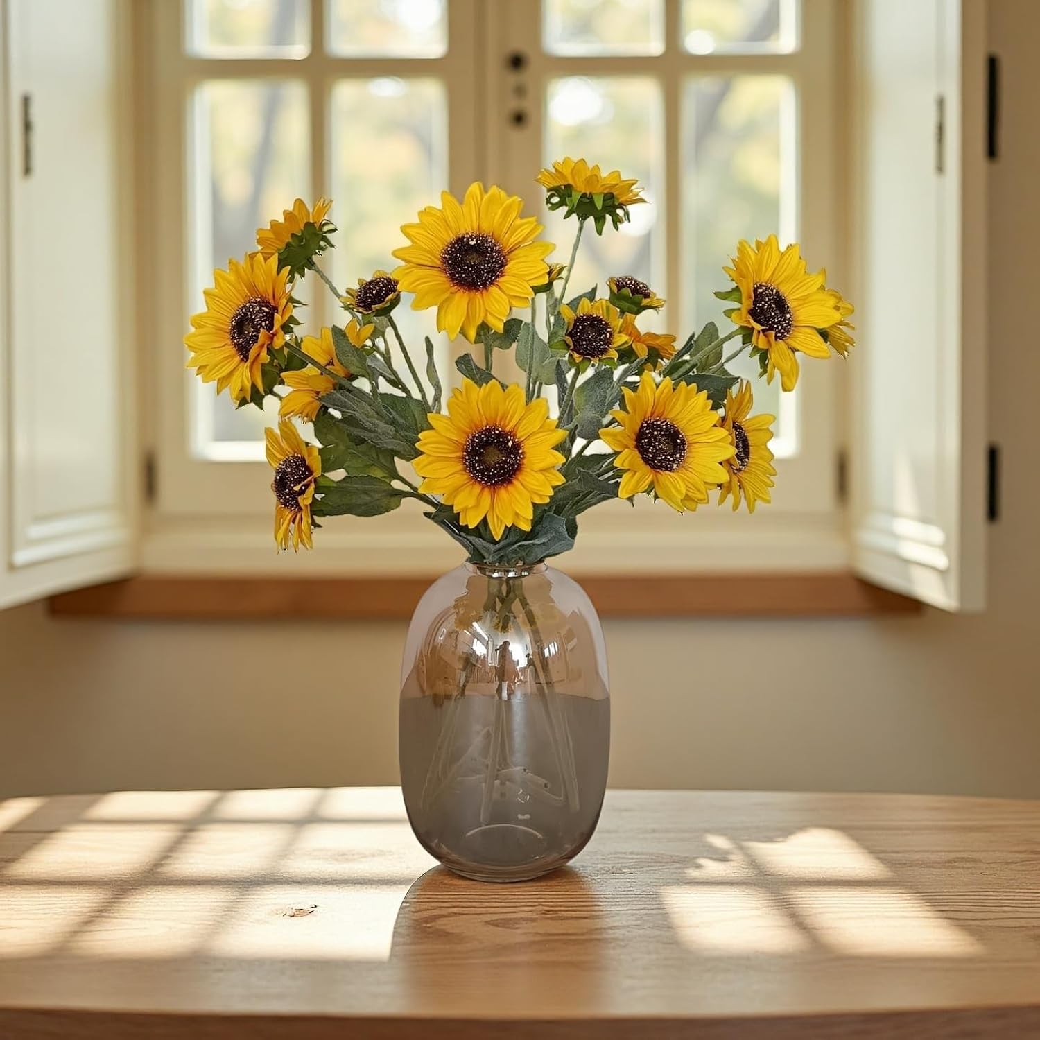 Artificial Sunflower Bouquet With Stems, Realistic Yellow Flowers For Home Decor, 36 Blooms (12/Pcs) 18 Blooms(6/Pcs)