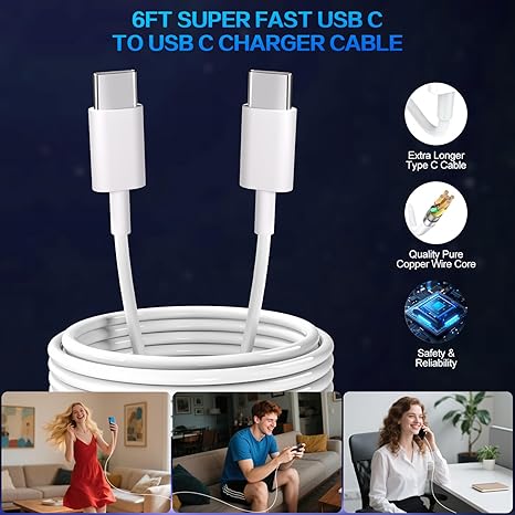 3 Pack 20W USB C Fast Charger with 6FT USB C Cable for iPhone 17 16 15 Pro Max