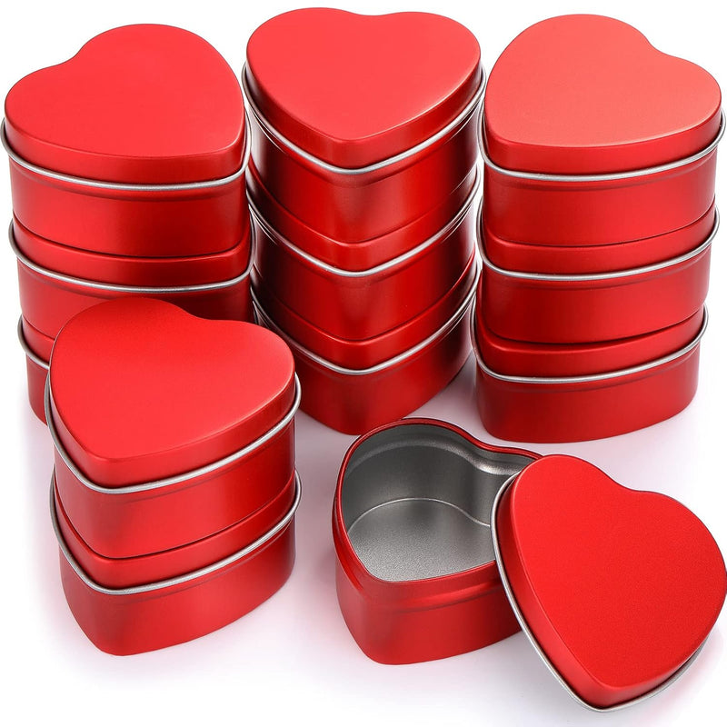 12 Pack Heart Shaped Candle Tin Sealed Empty Candle Jars With Lids Candle Cont