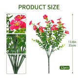 Artificial Hanging Plants Faux Silk Flowers Fake Shrubs Plastic Greenery For Living Room House Wall Window Porch Office Wedding Decor 12 Bundles Uv Resistant (Rose)