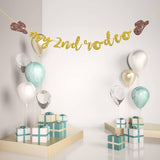 My 2Nd Rodeo Banner, West Theme Baby 2Nd Birthday Garland Bunting, Little Cowboy Cowgirl Two Wild Birthday Banner, Mexican Party Decorations, Gold Glitter
