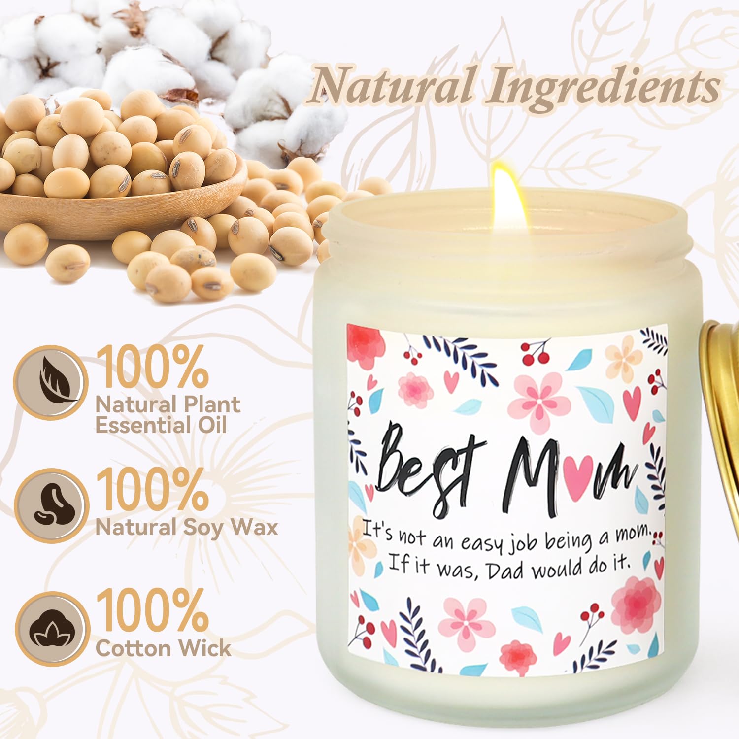 Vanilla Scented Soy Wax Candle - 7 Oz - Mother'S Day Gift - Cream Can Candle
