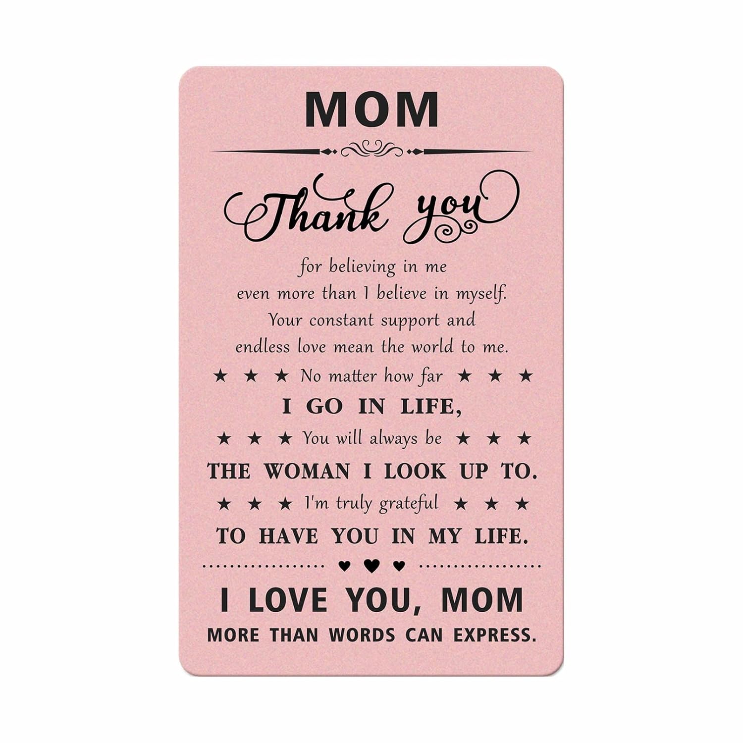 Gifts For Mom - Engraved Metal Mom Card - Mom'S Birthday Christmas Mothers Day Keepsake Gift From Daughter Son