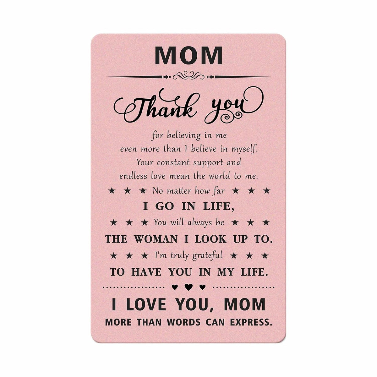 Gifts For Mom - Engraved Metal Mom Card - Mom'S Birthday Christmas Mothers Day Keepsake Gift From Daughter Son