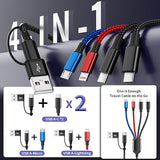 2 Pack 4 in 2 Multi Charging Cable 5FT Dual USB C USB A Universal Fast Charger Cord for iPhone 17 Android iPad