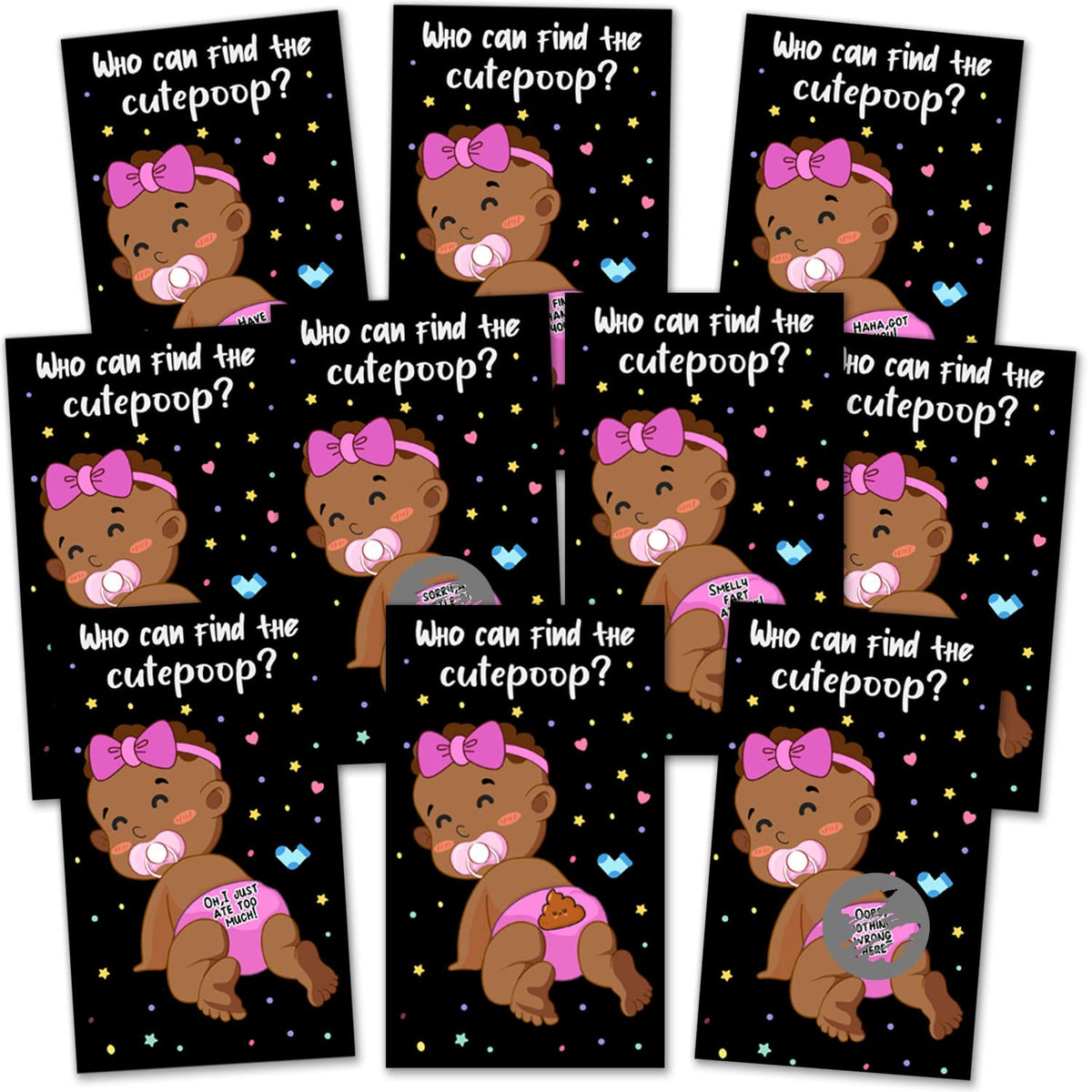 40 Baby Shower Scratch Off Game Cards, Girl African American Poopie Scratch Off Lottery Tickets Baby Shower Party Games Funny Party Icebreak Game Ideas For Baby Shower Who Got Poopie, Black