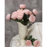 10 Pcs Fake Roses,Artificial Silk Rose Flowers With Long Stems,Realistic Faux Roses For Vase Home Wedding Table Centerpieces Baby Shower Decor (Blush)