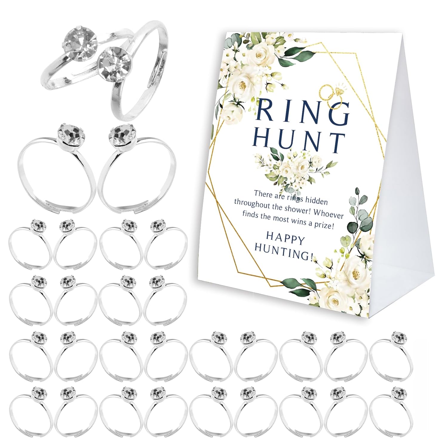 Bridal Shower Ring Game, Ring Hunt Bridal Shower Game 30 Fake Rings, Bridal Shower Decorations, Wedding Games, Bachelorette Party Games For Guests - Rh02