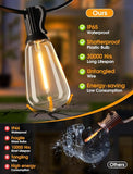 25FT Outdoor String Lights with Dimmable ST38 Edison Bulbs Waterproof Patio Lights