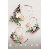 Crystal Wooden Hoop Wreath Floral Centerpieces For Sweetheart Table, Head Table, Ceremony Reception Artificial Flowers Decorations, Assemble Required - Lilac & Gold