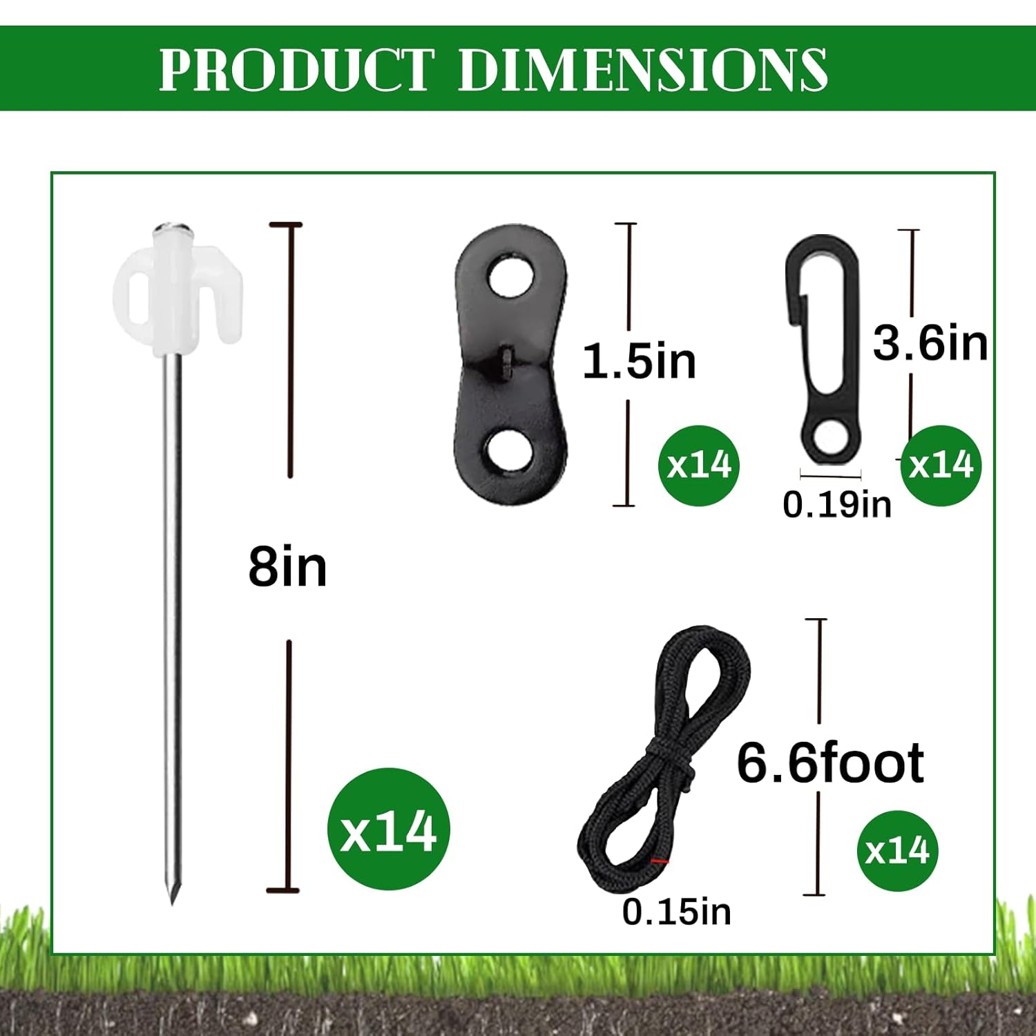 14 Pieces Halloween Metal Inflatable Stakes And Tethers Set, Heavy Duty Inflatable Stakes, Yard Ground Lawn Ground Stake
