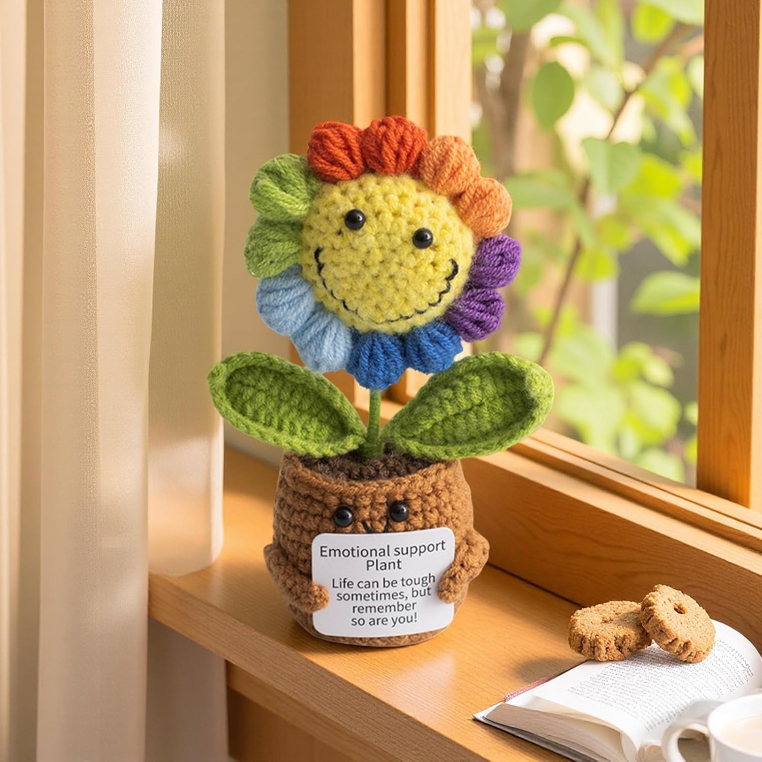 Handmade Crochet Sunflower Bouquet, Emotional Support Gift For Women, Desk & Office Decor, Artificial Sunflower For Home, Car Dashboard, Birthday, Get Well Soon