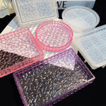 3Pcs Diamond Resin Tray Mold With Edges, Silicone Tray Molds For Resin Casting, Square Rectangle Round Epoxy Mold Diy Jewelry Plate Box Candle Holder Container Art Craft Making Supplies
