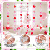6Pcs 48Ft Artificial Flower Garland With Pearl Chain. Large Silk Floral Hanging Vines For Wall, Door, Lights Decoration. Wedding, Birthday Party Backdrop Decor. Flower Hanging Garland Included (Red)