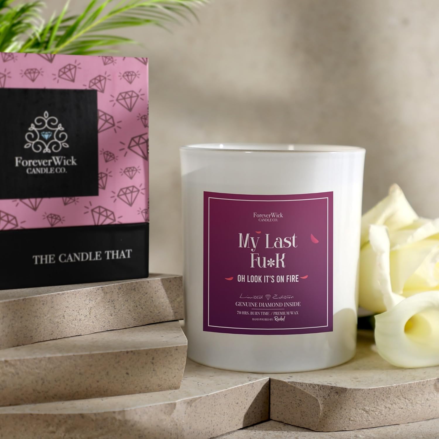My Last Fvck Candle With Diamond Inside | S | Scented Soy Candles Gifts For Women Anniversary Candle Wax | Romance Candles All-Natural Organic Soy Candle 14Oz | 70H